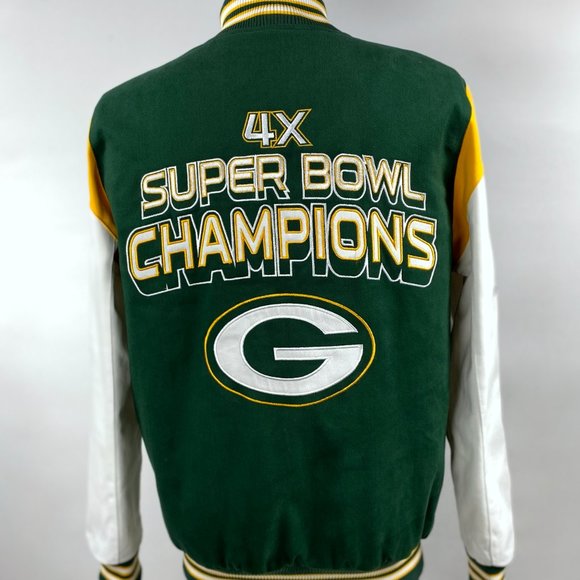 GREEN BAY PACKERS 4 TIME SUPER BOWL CHAMPIONSHIP JACKET Green/White